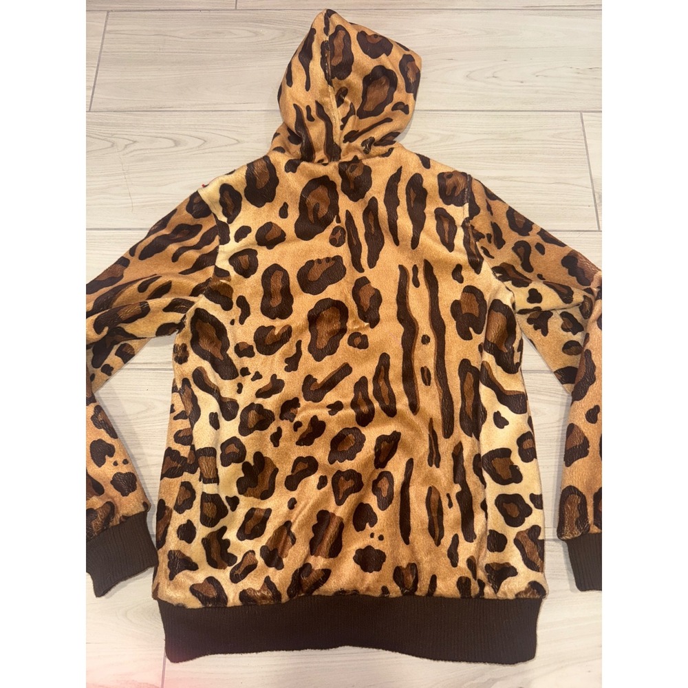 Dennis by Dennis Basso Leopard Faux Fur Zip Up Hoodie Jacket XS Animal Print - Picture 5 of 5